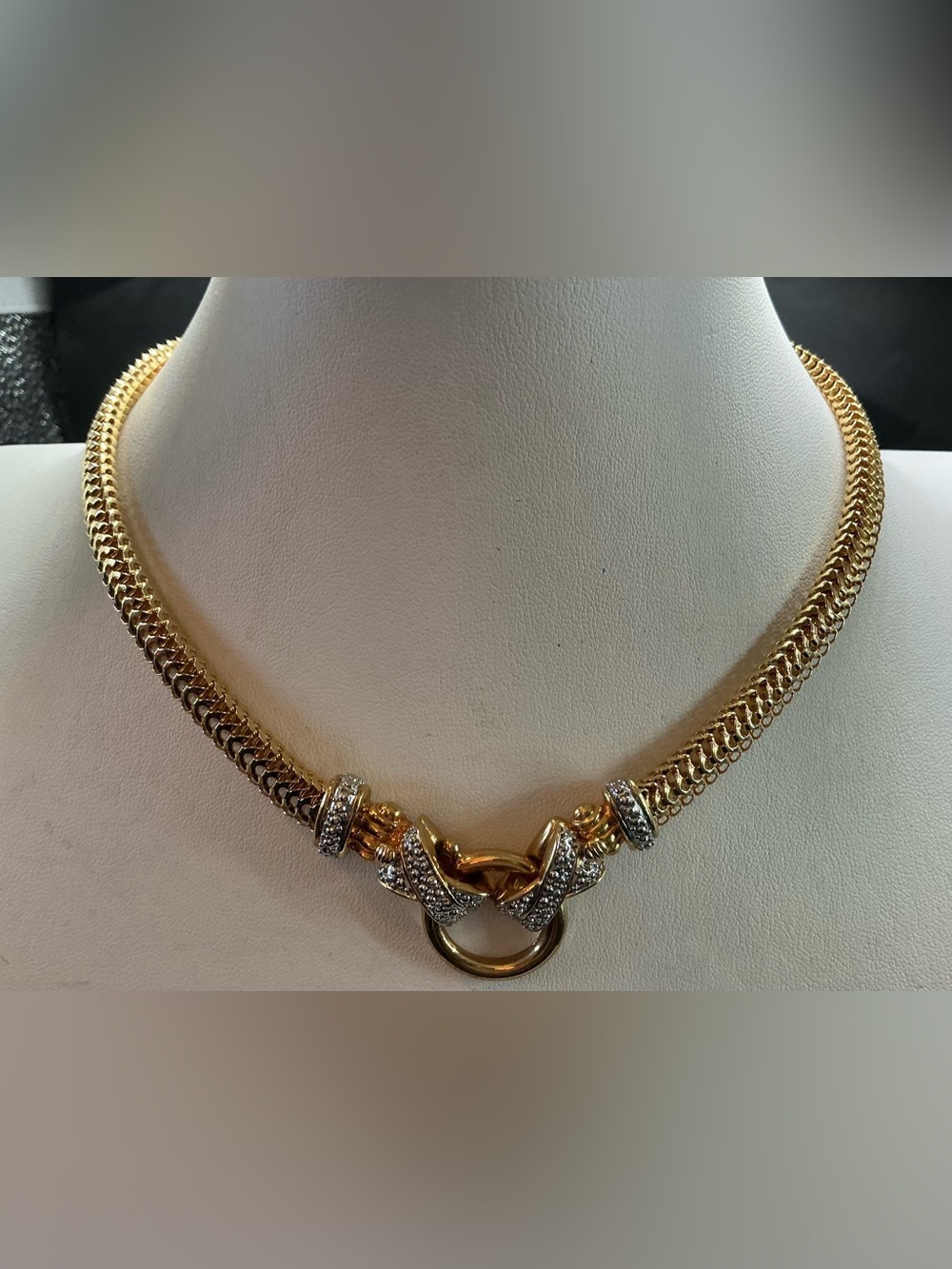 GOLD AND SILVER TONE STATEMENT CHOKER NECKLACE